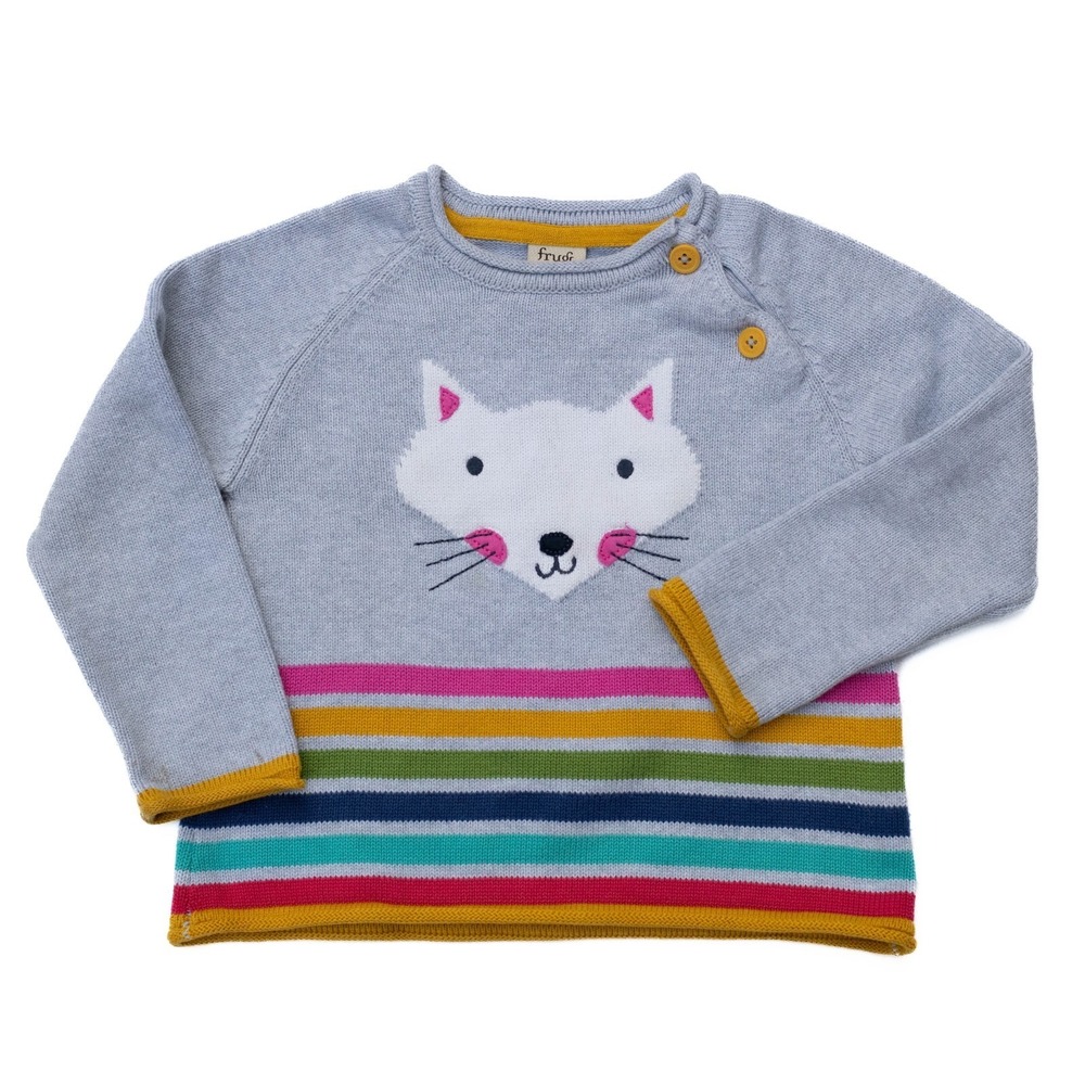 Organic Cotton Rolled-Neck Sweater Kids 3T-4T Fox Striped Frugi Knit Pullover